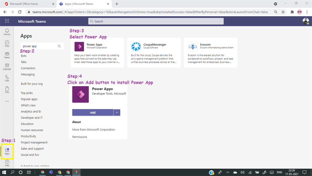 Relationship between tables in Dataverse using PowerApp from MS Team
